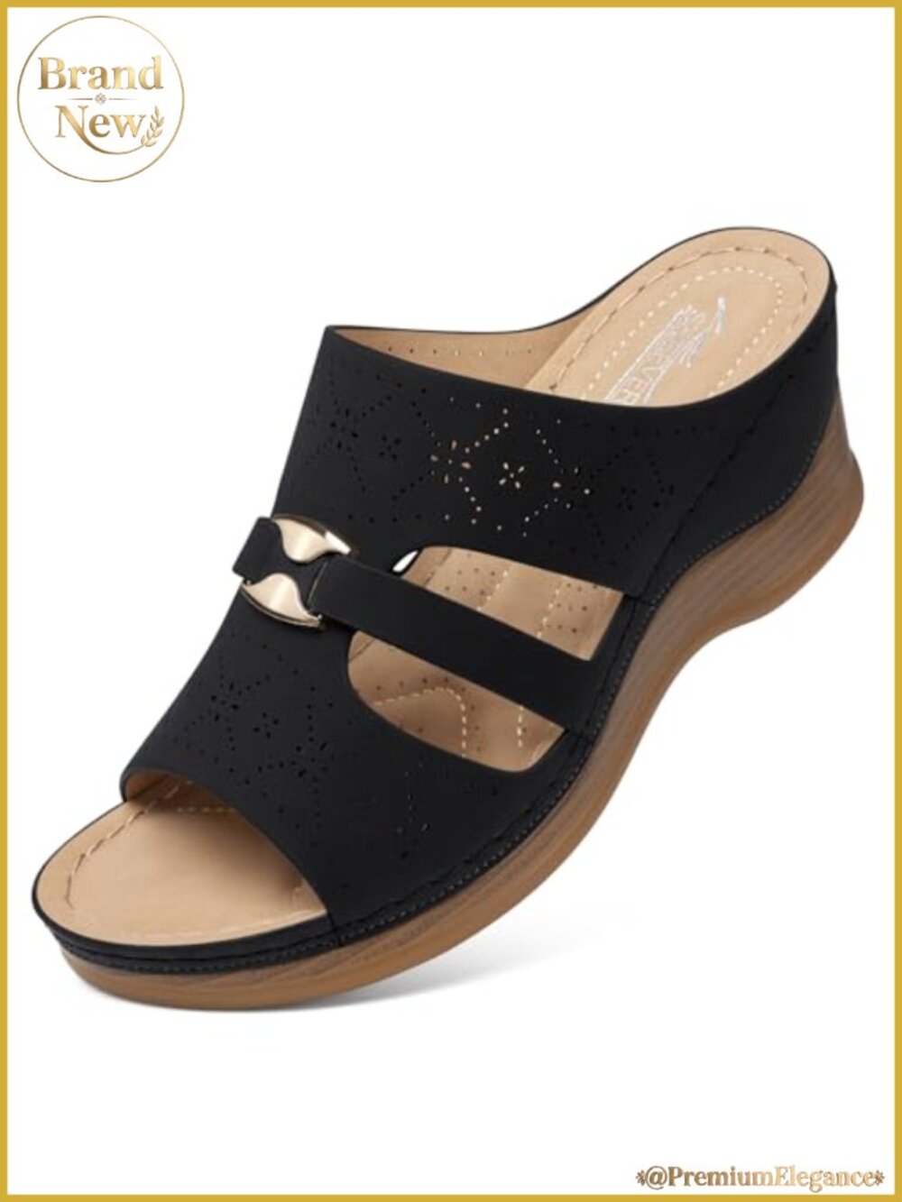 SHIBEVER Women's Wedge Sandals Slip On Comfort Arch Support Dressy Summer